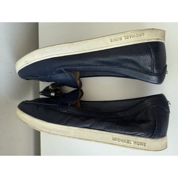 MICHAEL KORS CALLAHAN TASSEL BLUE LEATHER SLIP ON LOAFERS WOMENS SZ 8 - Picture 7 of 9